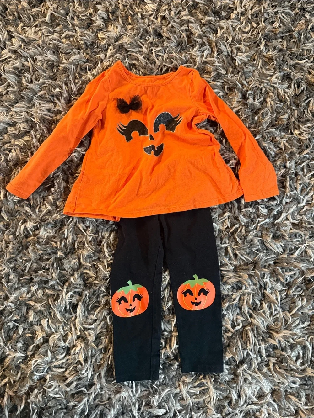 The Children's Place Orange and Black Pumpkin Face Costume Set